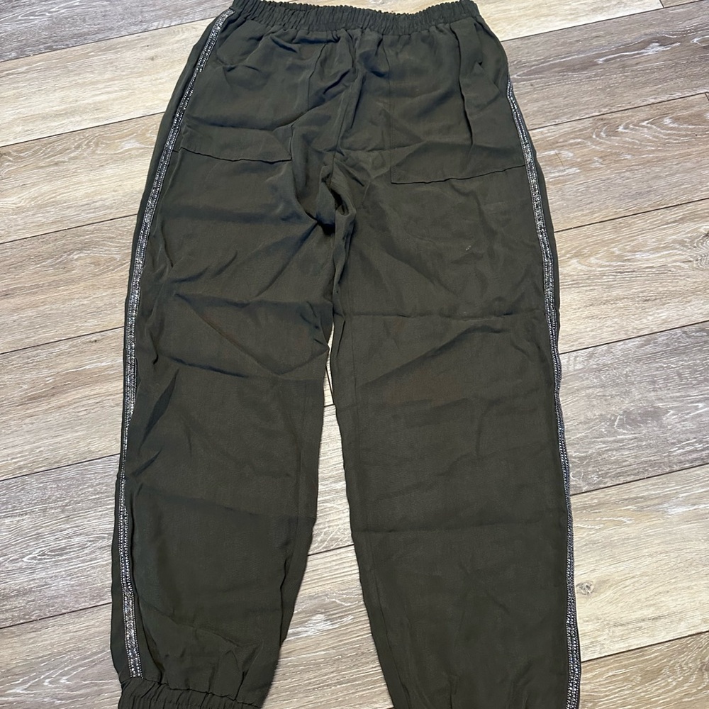 Zara High Rise Rhinestone Side Stripe Pants
